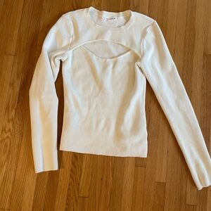 Good American White Ribbed Long Sleeve Top